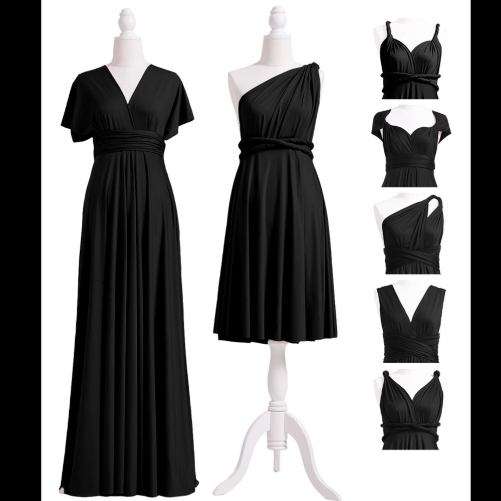 AVA Infinity Dress or Convertible Dress, Black, maxi length, spandex, Size 10 - Picture 5 of 15